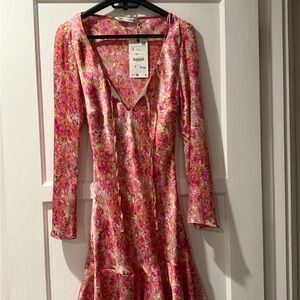 Zara Pink Floral Long Sleeve Dress